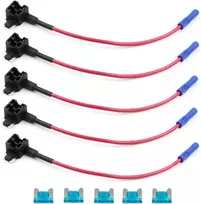 Kolacen Automobilinis automobilio sunkvežimio 5 dalių 16 gabarito grandinės saugiklio Tap adapteris žemo profilio mini mentės tipo saugikliui + 5 vienetai 15apm žemo profilio mini saugiklis