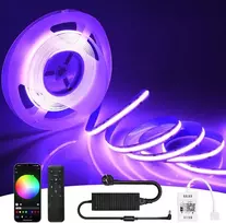 Cob led rgb juosta 10 m, wifi cob rgb led juosta alexa 24 v led šviesos juosta pritemdoma led cob šviesos juosta, 576 led/m, valdoma programėle, rgb cob led juosta 10 m lipni suderinama su alexa google