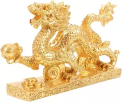 Luxshiny kinų zodiako ženklas drakonas auksinės dervos kolekcinės figūrėlės kinų fengšui drakono statula 2024 drakono metų skulptūra laimei turtui dovanoms