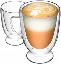 Terminės stiklinės latte kavai, arbatai su padėkliuku ir ausimi Miowi 2x260ml