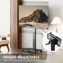 Laikiklis Fitueyes tv stovas su ratukais 32-75 colių plazminiams / lcd / led televizoriams, grindų stovas su ratukais, reguliuojamo aukščio, pasukamas ±30°, pakreipiamas 10° iki 40 kg, vesa 600 x 400 mm (juodas)
