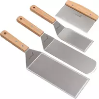 Nerūdijančio plieno metalinė mentelių rinkinys - Teppaniyaki mentelės - Grotelių grandiklis plokščia mentele blynų vartytuvas - Metalinis įrankis Bbq grilio plokščias viršus ketaus grotelių priedai - Komercinės klasės