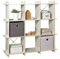 Atvira modulinė lentyna 3x3 Klx Kostka Baltas Knygoms Segtuvams Biuro reikmenims