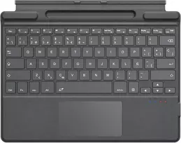 Moko ispanų jutiklinės dalies bluetooth klaviatūra, skirta 13 colių microsoft surface pro 11/ pro 10/ pro 9/ pro 8/ pro x, qwerty išdėstymo plona belaidė tipo dangtelio klaviatūra su rašiklio laikikliu (be įkrovimo), pilka
