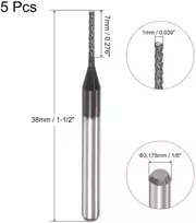 Sourcing map freza cnc kairinis deimantinės plėvelės dengtas volframo karbido graviravimo pjoviklis, atsarginės dalys, 5 vnt., 1 mm x 7 mm