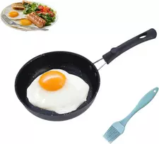 Caij mini keptuvė, 12 cm maža keptuvė, nelipni nešiojama kiaušinių keptuvė su rankena, skirta kiaušiniams, šoninei, kumpio griežinėliams, kepsniams kepti, keptuvė stovyklavimui