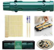 Ysooua Sushi gaminimo rinkinys - nešiojamas bazukos rinkinys su sukamuoju kilimėliu, lazdelėmis, instrukcija, formavimu - „pasidaryk pats“ volelis pradedantiesiems namuose (juodas žalias)
