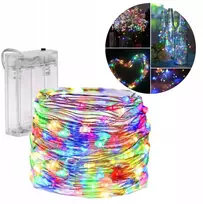 Megashop vielinės lemputės ant baterijų 50 led multicolor eglutei, biurui, namams, langams 5m 3xaa