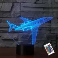Ponlcy 3d iliuzijos lempa lėktuvas Led naktinė lemputė, 16 spalvų nuotolinio valdymo pultas Usb stalinės lempos, miegamojo dekoracija, stalinė lempa vaikams, kalėdinės, gimtadienio dovanos