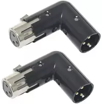 3 kontaktų xlr 90 laipsnių adapteris, reguliuojamas vyriškas į moterišką stačiu kampu xlr adapteris dmx kabeliui, juodas (2 vnt.)