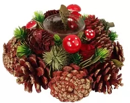 Žvakidė vainikas su natūraliais priedais 28 cm Kalėdinis vainikas