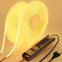 Benlun 24 V cob led juosta diffusion 20 m (10 m x 2), led juosta 3000 k šiltai balta lauko pieno baltumo silikoninė vandeniui atspari led juosta laukui 11 w/m cri 93 su maitinimo šaltiniu kambario dekoravimui