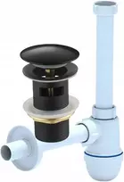 Hydro-era juodas praustuvo sifonas su žalvariniu click-clack kamščiu
