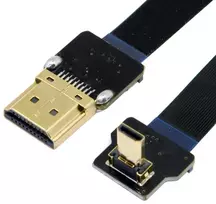Micro Hdmi kampinis laidas 90° 50cm Fpv dronams ir kameroms