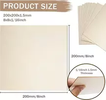 10 medinių plokščių amatams, 200x200x1.5 mm, faneros ruošiniai