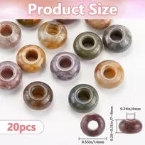 20 vnt. 14 mm indiško agato karoliukai su didelė skylutė