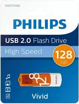 Philips Vivid Edition didelės spartos 2.0 Usb atmintinė 128gb su pasukamu dangteliu, skirta Pc, nešiojamam kompiuteriui, kompiuterio duomenų saugyklai, skaitymo greitis iki 25mb/s
