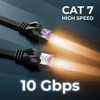 Deleycon Cat7 tinklo kabelis 10m, plokščias, 10Gbit/s, Rj45 Ethernet