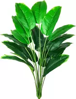 Aivoriuy dirbtinis augalas, palmės lapai, krūmas, bananų medis, dirbtinis paukštis iš rojaus, atogrąžų lapai, žali netikri palmės plastikiniai palmės medžiai 80 cm dideli džiunglių vakarėlio palmės lapai, kambario augalų dekoracijos