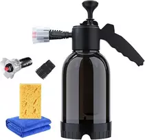 Bibholy putų purkštuvas automobiliui, slėginis purkštuvas sodo putų purkštuvas su 2 purkštukų tipais, universalus slėginis purkštuvas automobilių plovimui, sodininkystei, naminių gyvūnėlių priežiūrai (juodas + kempinė)