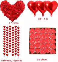 Generisch Valentino dienos dekoracijų rinkinys: 2000 rožių žiedlapių, 20 širdelių balionų