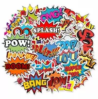 Komicsų rinkinys vandeniui atsparūs lipdukai sticker bomb 50vnt