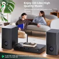 Automagnetola Soomfon Aptx Ll & Hd bluetooth 5.2 siųstuvas-imtuvas, 3-in-1 hifi bluetooth adapteris siųstuvas-imtuvas televizoriui, stereo sistemai ir ausinėms, garso valdymas, dvigubas ryšys, aux/optical/rca