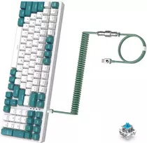 K3 Pro mechaninė klaviatūra, laidinė, itin kompaktiška mini 98 klavišų Rgb apšviesta Led Clicky optinė linijinė mėlyna jungtis + spiralinis Usb laidas Type-c į Usb-a, Tpu spyruoklinis laidas, nuimamas metalinis aviacinis