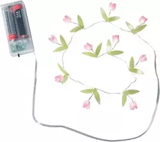 Ideen mit Herz Led vielių girlianda | Gėlės | Gėlių fėjų girliandos | Pavasaris | Vasara | 10 Led | Šilta balta | 75 cm ilgio | Maitinamas baterijomis | Su laikmačio funkcija (rožinė)