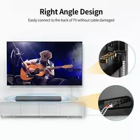 3.5mm į 2 Rca kampinis audio kabelis, 1m, paauksuotas