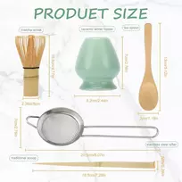 Didibirdi Matcha šluotelės rinkinys, Matcha šluotelė (chasen), tradicinis semtuvėlis (chashaku), nerūdijančio plieno sietelis, arbatinis šaukštelis, šluotelės laikiklis (5 dalys)