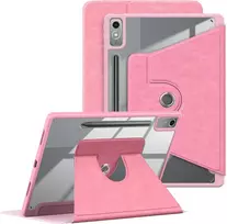 Yiernuo dėklas, skirtas Lenovo Tab M11 11 colių planšetiniam kompiuteriui Tb330fu 2024, 360° pasukamas, skaidrus galinis dangtelis, apsauginis dėklas su automatiniu miego/pabudimo režimu, rožinis