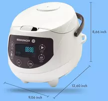 Garų puodas Cuisinier Reishunger mažas skaitmeninis ryžių virimo aparatas, baltas, 0.6 l, 3 asmenims, su laikmačiu