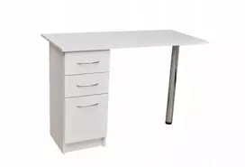Baltas kosmetinis stalas 110x50cm modernus su stalčiais patogus manikiūrui