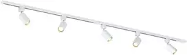 Pakabinamas šviestuvas Qub Focus Iii 1-fazė Led bėgių sistema, 300 cm, 5 x Gu10 prožektoriai, 3 x 1 m bėgeliai, I formos, lubų prožektorius, baltas, išplečiama ir lanksti, suderinama su Led, modernaus dizaino spot lempa