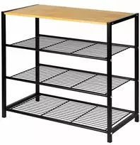 Brunbeste Metalinis batų lentyna su 4 lygiais ir medine lentyna, 80 cm