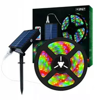 Solar Led juosta 10m 560 Led Rgb Spalvų keitimas Vandeniui atspari terasa