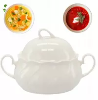 Stalo sriubos vaza su dangčiu, universali, elegantiška, balta, 2,5 l, klasikinė
