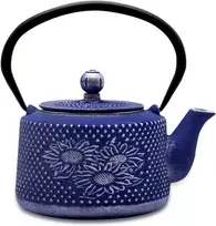 Virdulys Ketaus arbatinukas, 850 ml Azijos arbatinukas arbatai su nerūdijančio plieno sieteliu, japoniškas arbatinukas su violetiniu ir sidabriniu gėlių raštu, vintažinis arbatinukas biriai arbatai, namams ir biurui, 30 oz