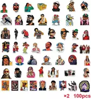 Zhlearda hip hop repo lipdukai, 2 x 50 vienetų, hip hop lipdukų rinkinys, vandeniui atsparūs vinilo lipdukai, dainininkų lipdukai, šaunūs, madingi grafiti punk lipdukų dizainai paaugliams ir suaugusiems