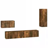 TV staliukas Tv spintelių komplektas: rūkytas ąžuolas (80x30x30 cm, 60x30x30 cm, 30,5x30x90 cm)