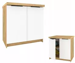 Krak Meble pastatoma virtuvės spintelė Kira, ąžuolo craft/balta, 80 cm, su stalviršiu, tylus uždarymas