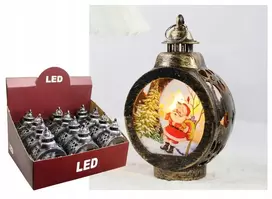 Led žibintas-bumbulas, šventinė dekoracija, pakabinamas vitražinis žibintas
