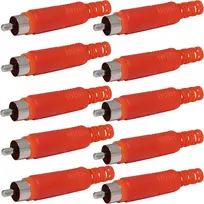 Aerzetix C68989 - 10 tiesių Rca jungčių/jungčių su kabelio apsauga rinkinys - litavimas - raudona spalva - koaksialiniai muzikos Rca signalai