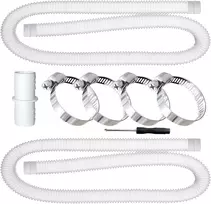 Tfsze 2 vnt. baseino žarna 32 mm baseino siurbliams, 150 cm plaukimo baseino žarna, atspari Uv ir chloruotam vandeniui siurblio žarna, lanksti žarna baseino siurbliui, baseino žarna su 4 apsauginiais spaustukais (balta)