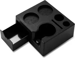 Tamperio stotelė baristai 51–58 mm juoda, pagaminta iš Abs, reguliuojama, skirta espresso, universali