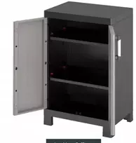 Žema 90 cm garažo spintelė toe pilka, tvirta, dviejų durų