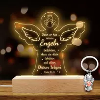 Led angelo naktinė lemputė, krikštynų dovanos mergaitėms su angelo sargo raktų pakabuku, šilta balta naktinė lemputė su biblijos eilute, komunijos dovana vaikams, naktinė lempa vaikų kambariui, kūdikių kambariui