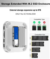 Gewokliy Mac Mini M4 dokas, aliumininis Mac Mini šakotuvas ir stovas, skirtas Mac Mini M4 ir M4 Pro 2024 su M.2 Nvme Ssd dėklu, dvigubi Usb-a 10gbps, Sd/tf kortelių skaitytuvai, Usb 2.0 │mac Mini priedai