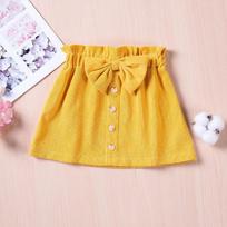 Children's Fashion Casual Skirt Solid Color Bow Single Breasted Short Skirt 90 orange